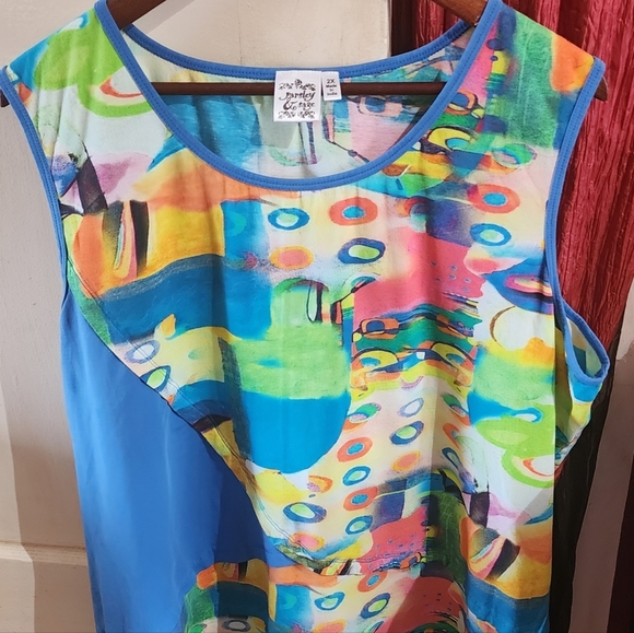 Parsley And Sage Colorful Abstract Artsy Sleeveless Tunic Tank Like New Size 2X - Picture 1 of 5